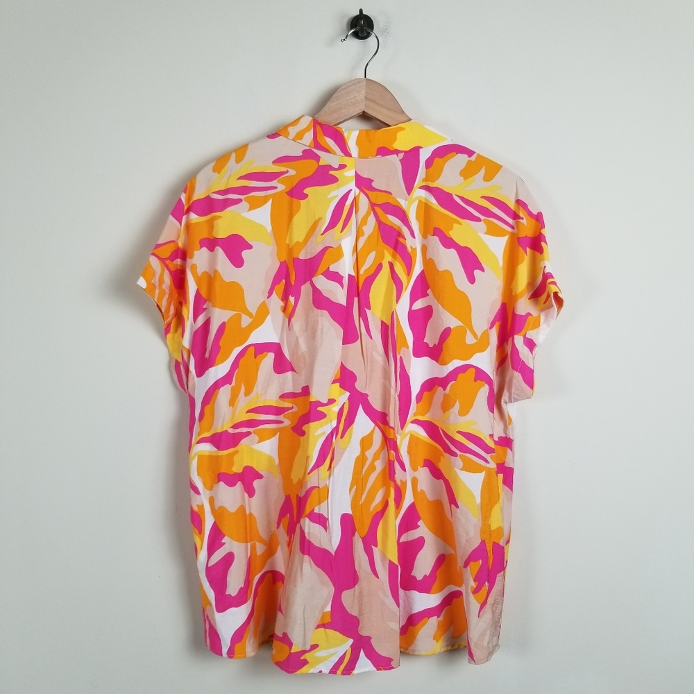 Joie Bright Floral Cap Sleeve Pleated Top Size Large NWOT - Picture 4 of 5